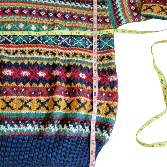 FACONNABLE vintage men's multi-pattern alpaca hand knit sweater - Picture 7 of 7